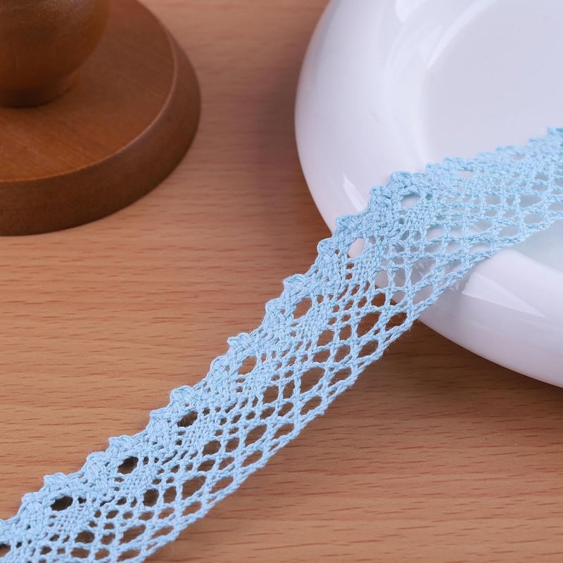 DYSHIPEN 20 Yards x 1 Inch Lace Ribbon Vintage Lace Trim Crochet Cotton Lace Edge for Christmas Package DIY Sewing Wedding Bridal Dress,Costume,Crafts and Sewing (Blue) - Image 1